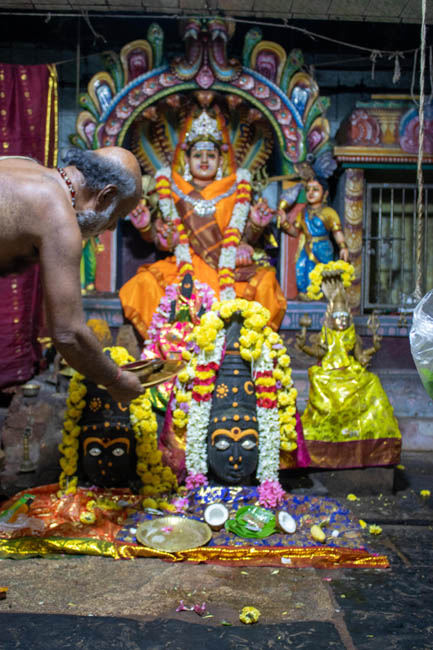 Priester bei der Verehrung der G&ouml;ttin Thumbavannamman