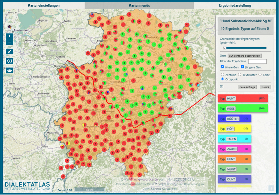 Preview-Wortkarte f&uuml;r das Wort Hund mit westf&auml;lischer Linie 