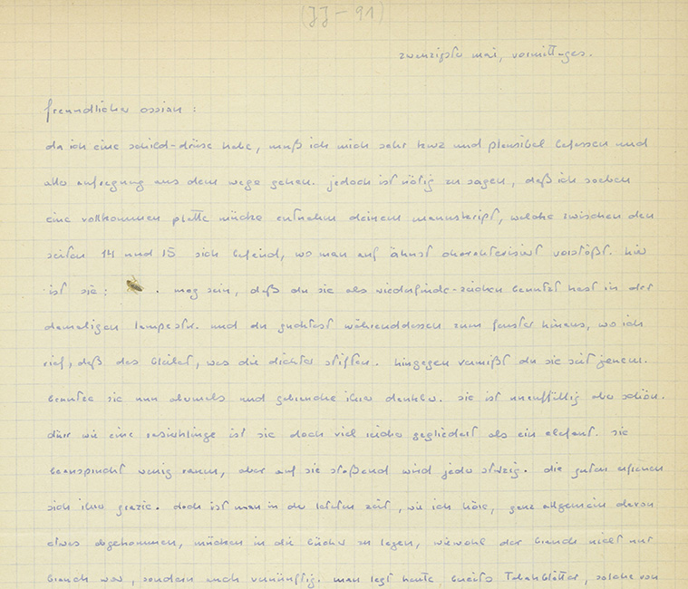 Brief von Klaus Baumg&auml;rtner an Uwe Johnson, 20. Mai 1958