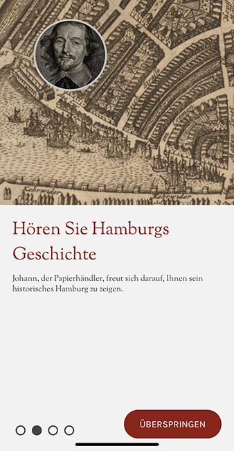 Screenshot der App „Hidden Cities: Hamburg”: H&ouml;ren Sie Hamburgs Geschichte 