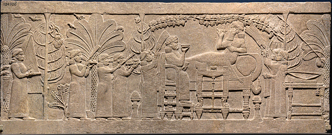 K&ouml;nig Assurbanipal in der Gartenlaube, Relief aus der neuassyrischen Zeit (7. Jh. v. Chr.)