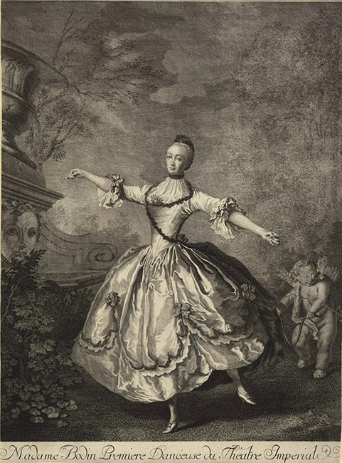 Jakob Matthias Schmutzer (K&uuml;nstler), Bildnis von Louise Bodin-Geoffroy, Ballett&auml;nzerin, 1756