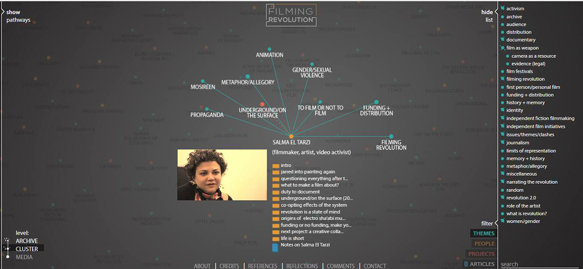 Screenshot der interaktiven Meta-Documentary Filming Revolution