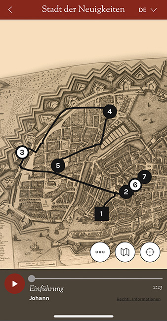 Screenshot der App „Hidden Cities: Hamburg”: Einf&uuml;hrung