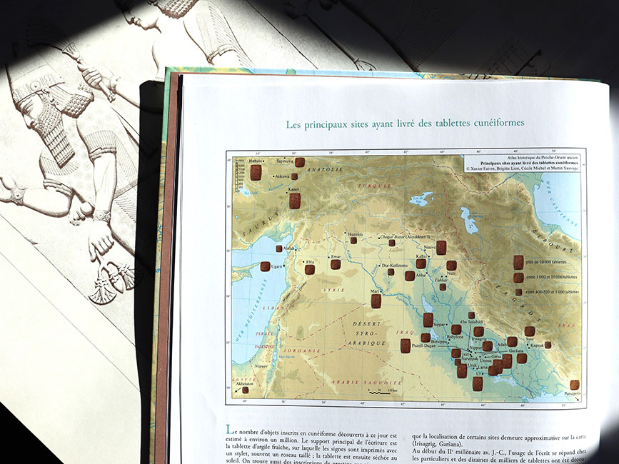 Foto der Karte der wichtigsten Fundst&auml;tten von Keilschrifttafeln im Vorderen Orient 