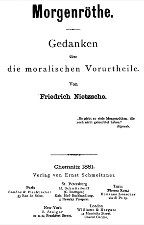 Titelblatt der Morgenr&ouml;the, 1881