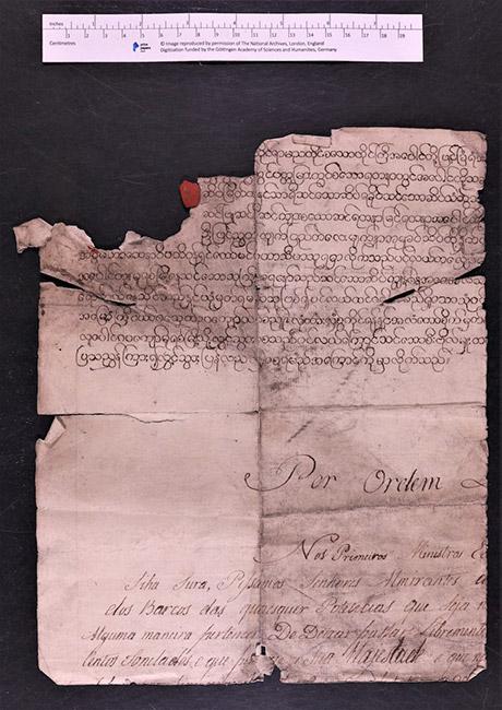 Dokumente in selten erhaltenen Sprache wie Burmesisch, TNA, HCA/30/669 