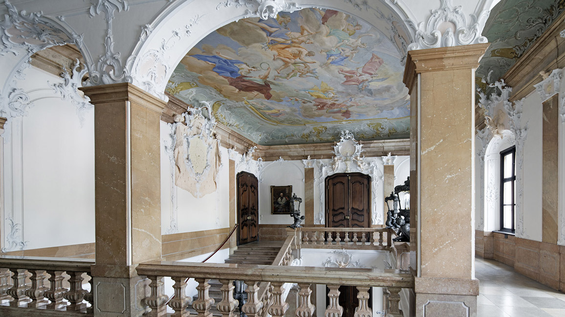 Johann Georg Unruhe / Johann Baptist Modler, Treppenhaus, 1764–1768, Passau, Neue Residenz 