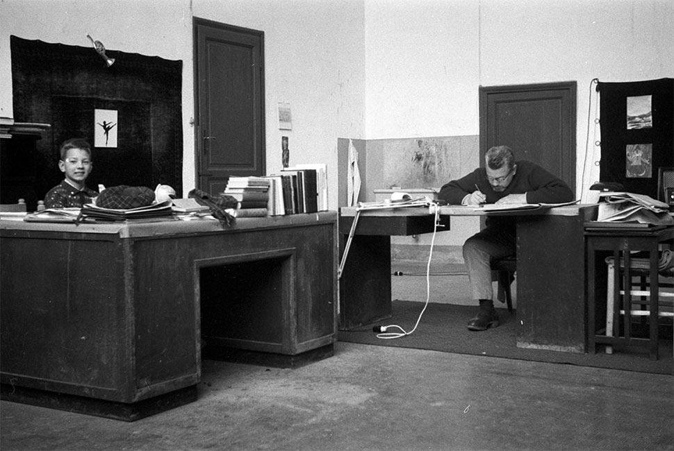 Bernd Alois Zimmermann und Sohn Gereon in der Villa Massimo, 1963/64