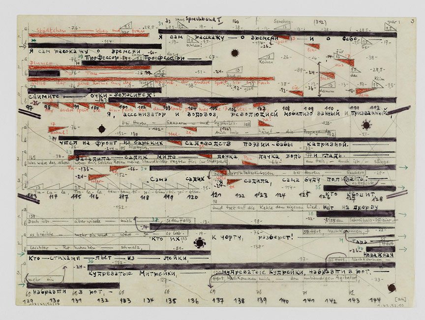 „Requiem f&uuml;r einen jungen Dichter“, Realisationspartitur f&uuml;r einen Teil des Zuspieltonbands