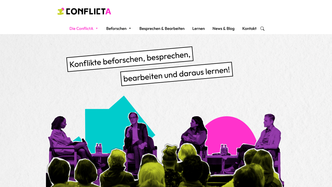 Abbild der neuen ConflictA-Webseite (Konfliktakademie)