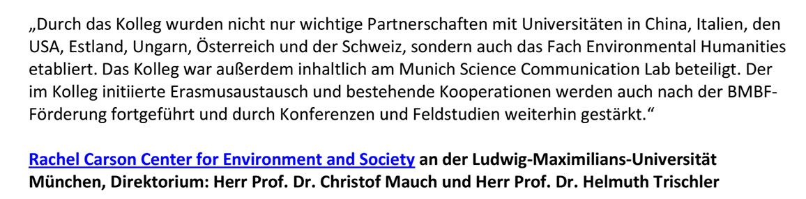Zitat Prof. Dr. Christof Mauch, Prof. Dr. Helmuth Trischler, Universit&auml;t M&uuml;nchen
